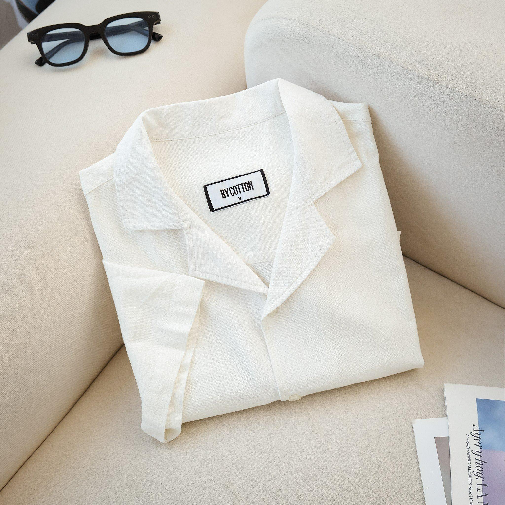 Áo Sơ Mi LINEN Tay Ngắn White BY COTTON
