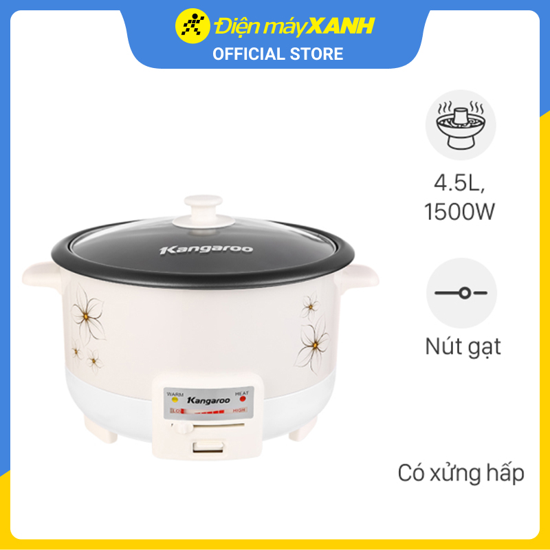 Nồi Lẩu Điện Kangaroo KG272 (4.5L) - Trắng - Hàng chính hãng