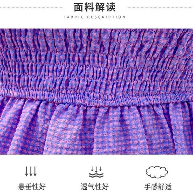 DIYIWEI Phụ nữ mùa hè 2023 Square Neck Pleated Bubble Sleeve Thu hẹp eo Khoai tây tím Vintage Pháp Orange Terrier Dress