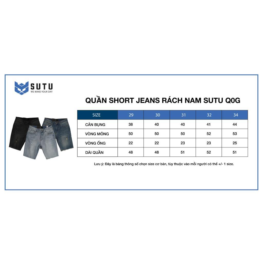 Quần Short Jeans Rách Nam SUTU BRAND Form Suông Vừa Vặn Chất Co Dãn Thoải Mái Không Ra Màu Khi Giặt Tẩy | Q0G - Đen