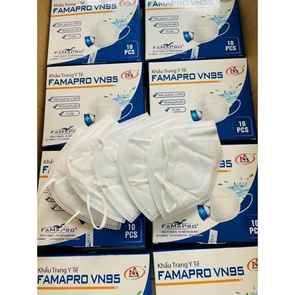 Khẩu trang y tế kháng khuẩn 4 lớp Famapro VN95 màu trắng