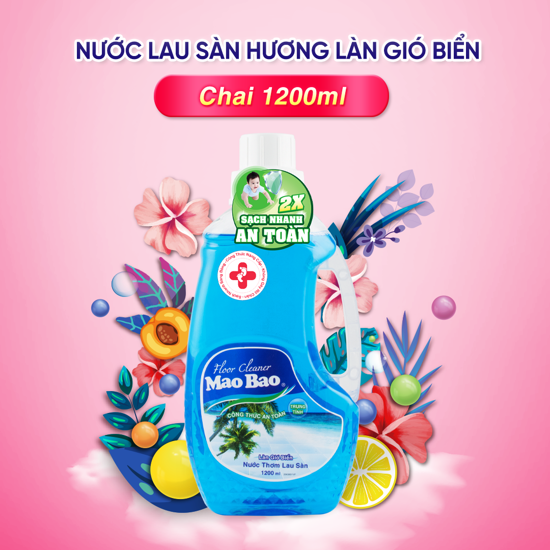 Nước Lau Sàn Mao Bao Hương Làn Gió Biển Mao Bao chai 1200ml