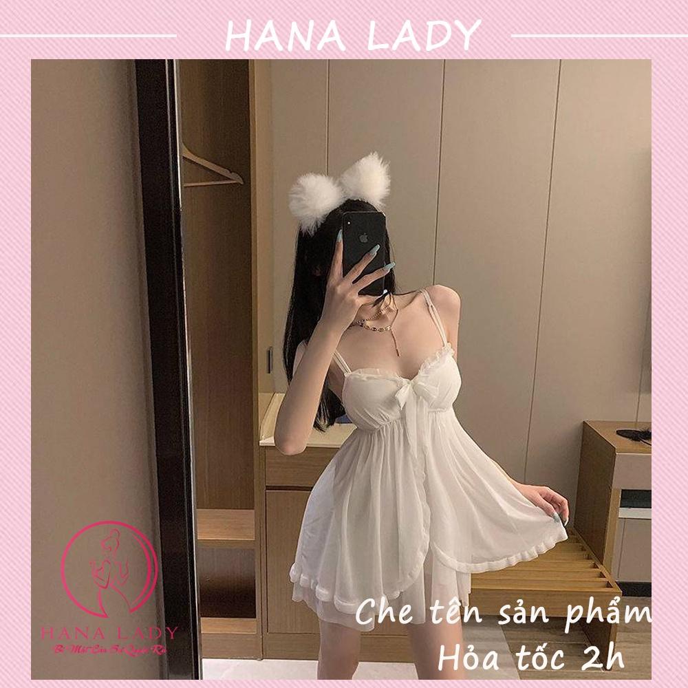 Váy ngủ kèm choàng, đầm ngủ 2 dây voan lụa cao cấp VN497