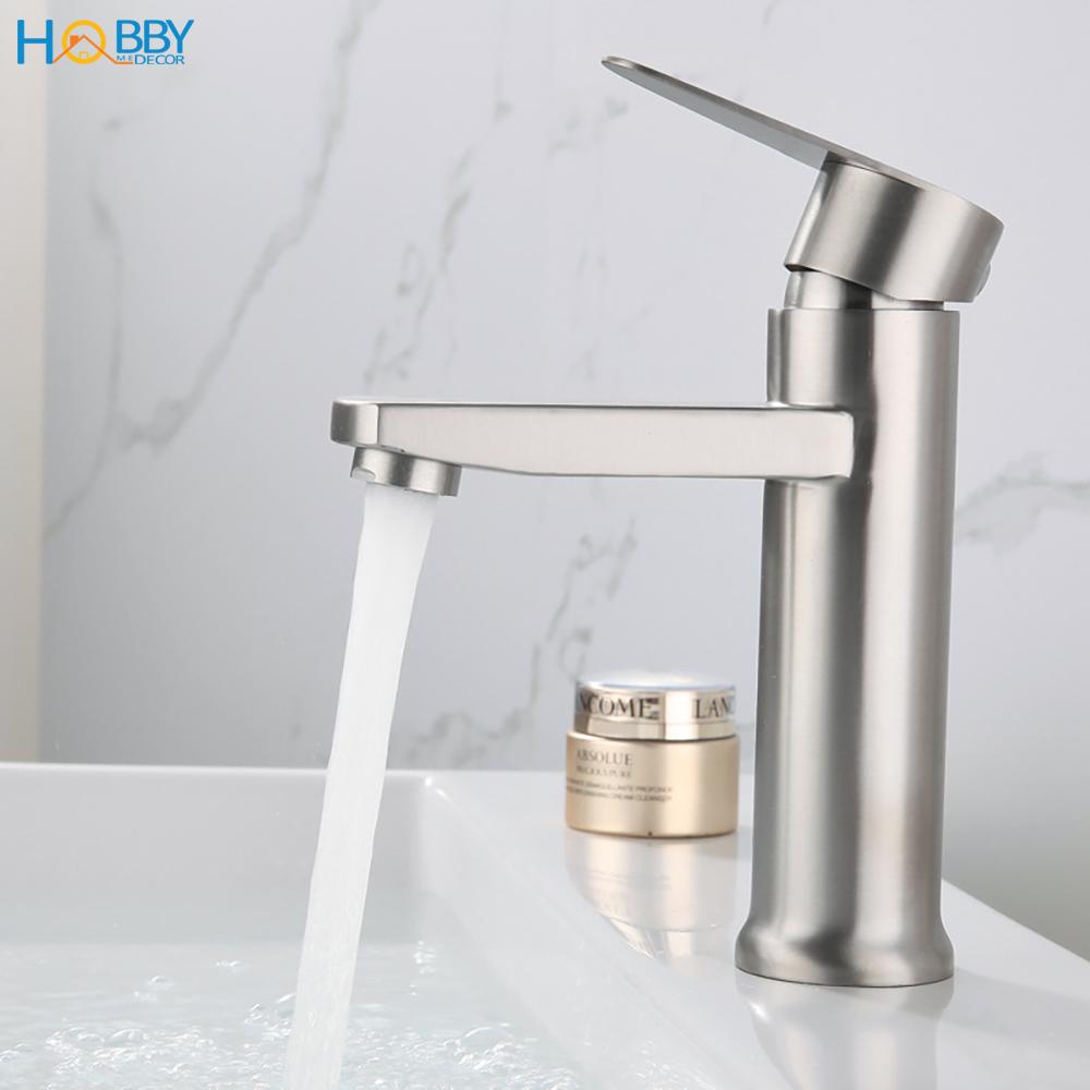 Vòi rửa mặt lavabo lạnh inox 304 Hobby home decor LBL5 kèm dây cấp lạnh 60cm - không rỉ sét