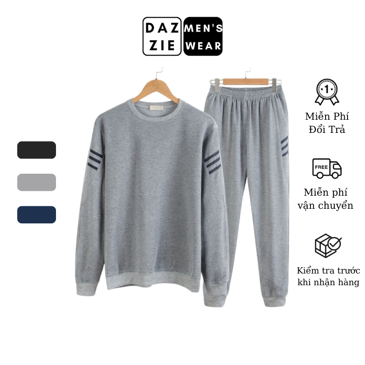 Bộ Thể Thao Nam Thu Đông Dài Tay Nam DazzieMenwears chất Nỉ Cao Cấp không bai dão, dáng Slimfit thể thao, trẻ trung