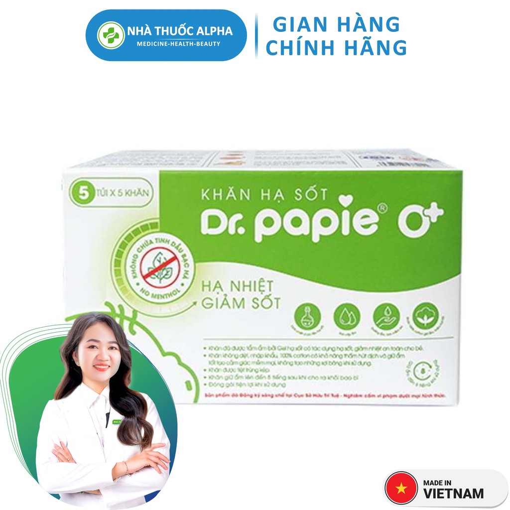 Khăn hạ sốt cho bé Dr Papie 0+ (25 khăn)