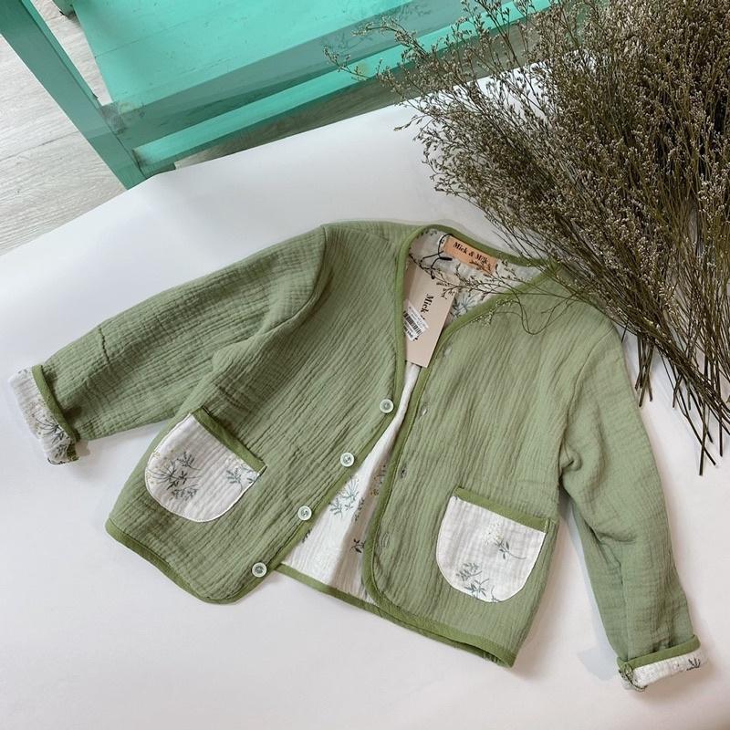 Áo Khoác Cardigan Thời Trang Cho Bé Gái Mick and Milk 1,2,3,4,5,6 tuổi, Áo Khoác Chất Xô Muslin Giữ Ấm Mùa Thu Đông