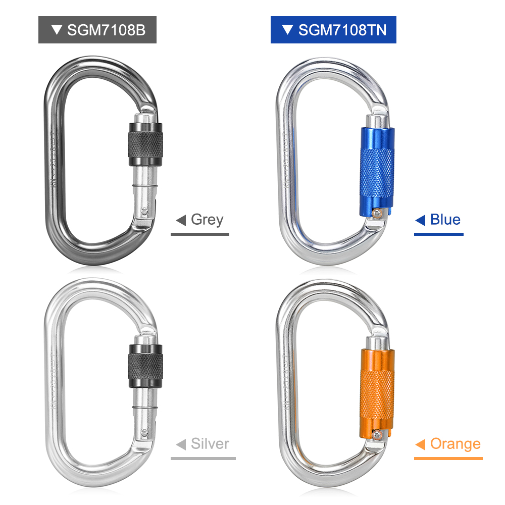 Móc khóa chịu lực leo núi 25KN bằng hợp kim nhôm siêu bền, cổng mở 0.7in