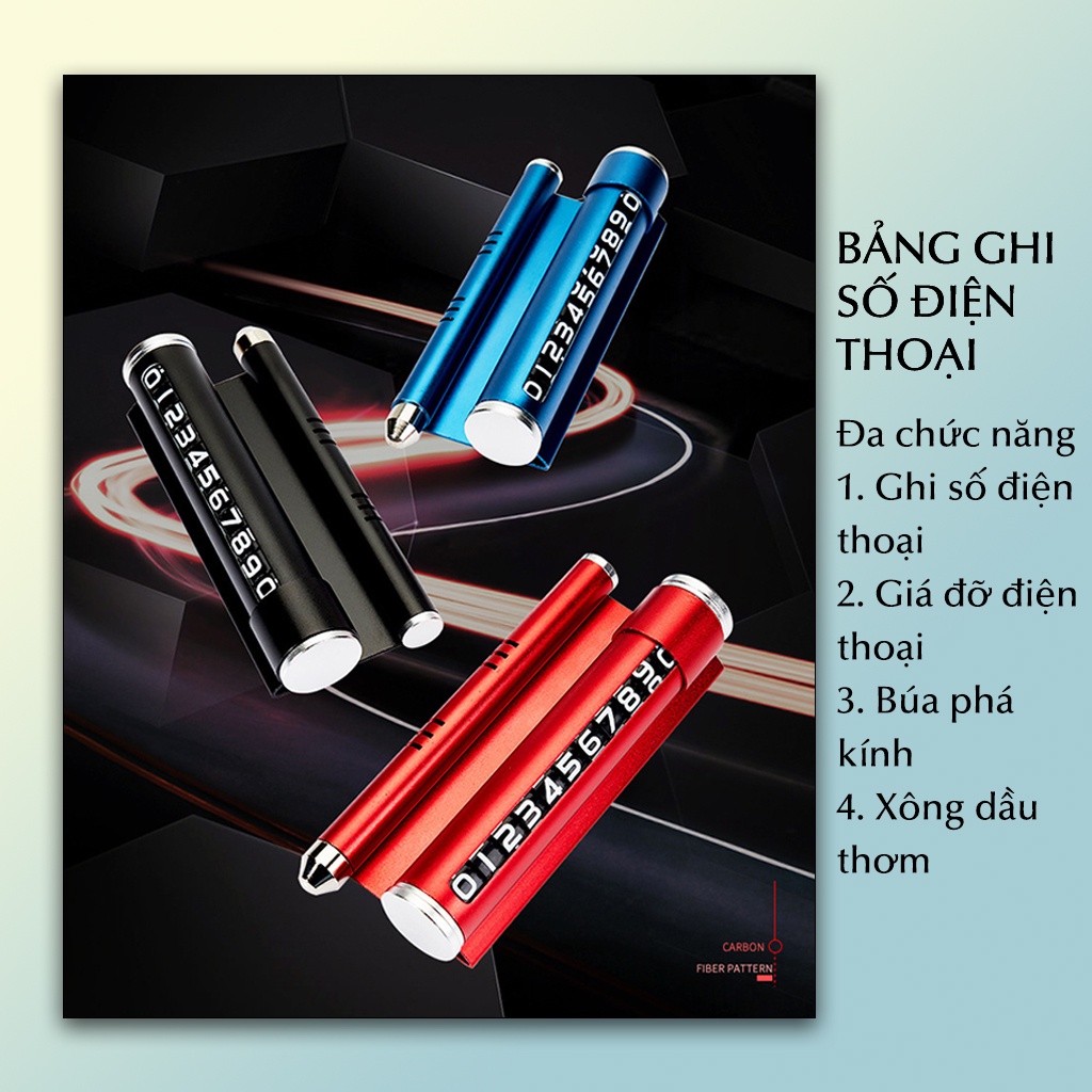 Bảng Báo SĐT Trên ô tô TÍCH HỢP PHÁ KÍNH khi nguy cấp, Kiêm giá đỡ Điện Thoại đặt taplo - chất liệu hợp kim