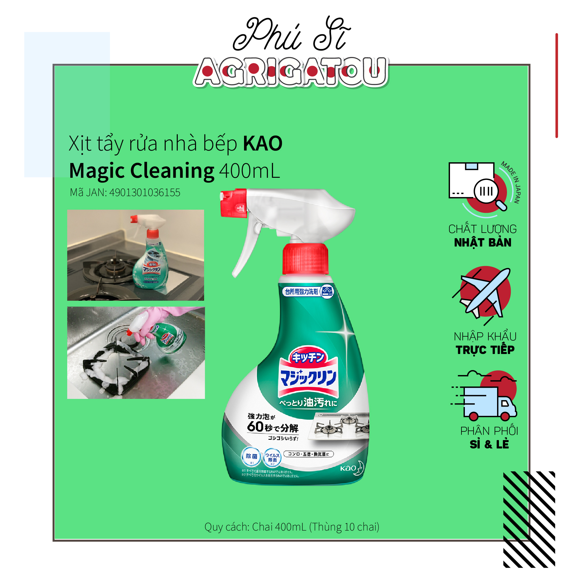 Xịt tẩy rửa nhà bếp Magic Cleaning KAO 400ml