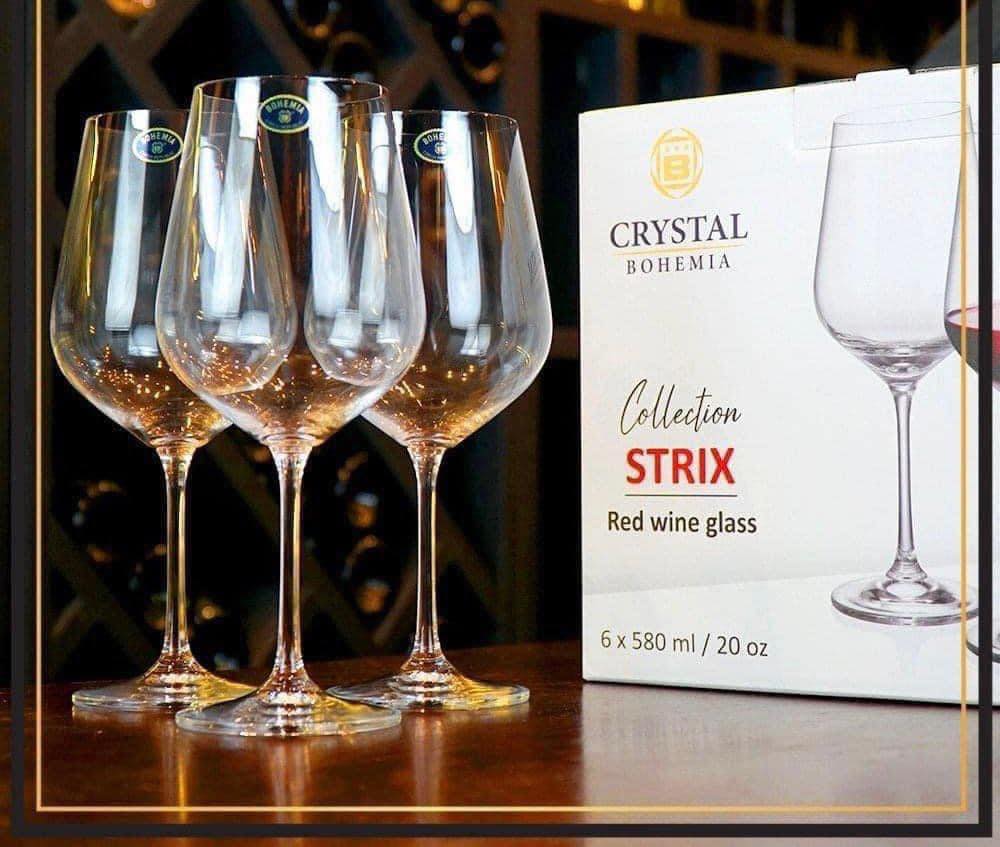 Bộ 6 Ly Rượu Vang Crystal Bohemia Strix 580ml Hàng chinh hãng