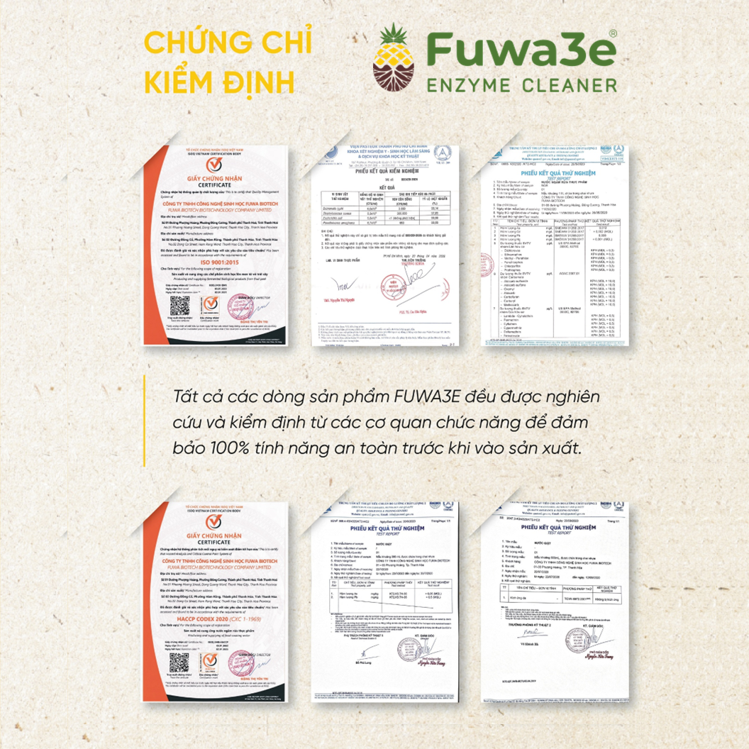 Nước lau đa năng enzyme sinh học từ vỏ dứa Fuwa3e dùng cho nhiều bề mặt 500ml/2000ml hương NHU