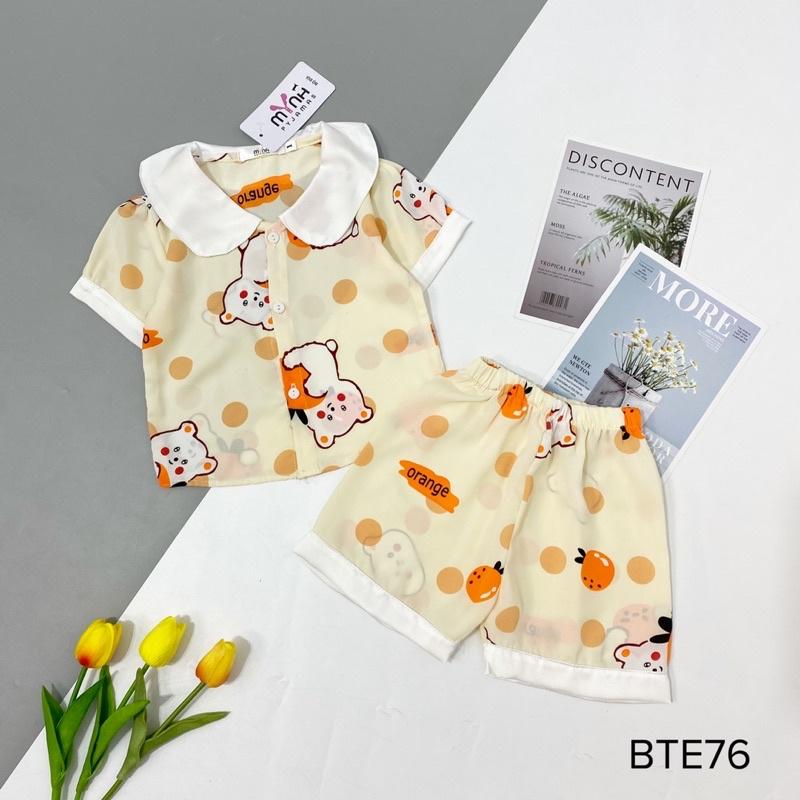 Bộ pijama cộc đùi cổ sen cho bé gái, form từ 10-42kg