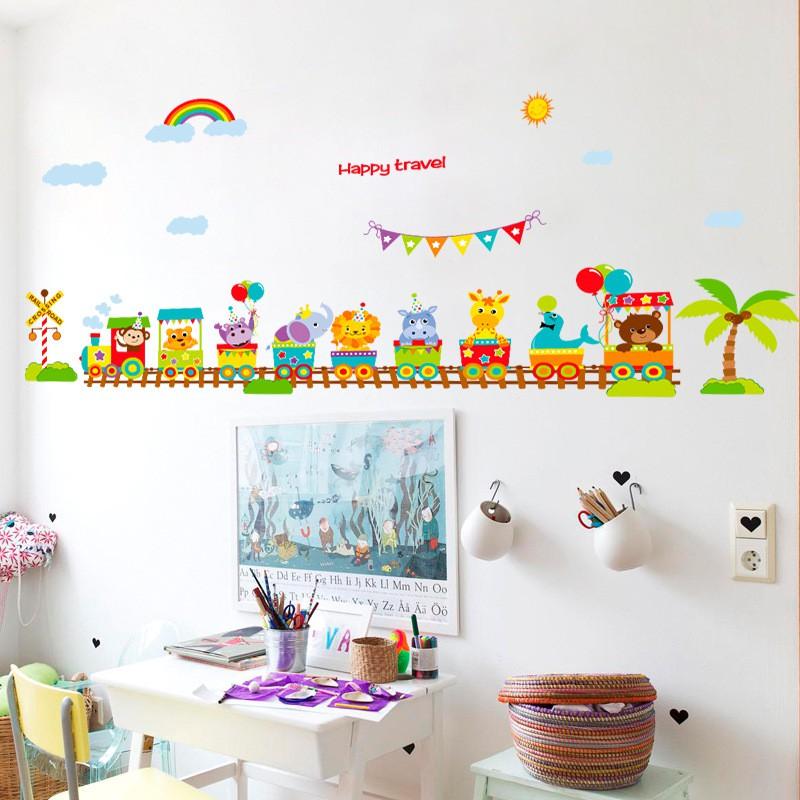 Sticker Decal dán tường  Đoàn tàu happy travel SK9011