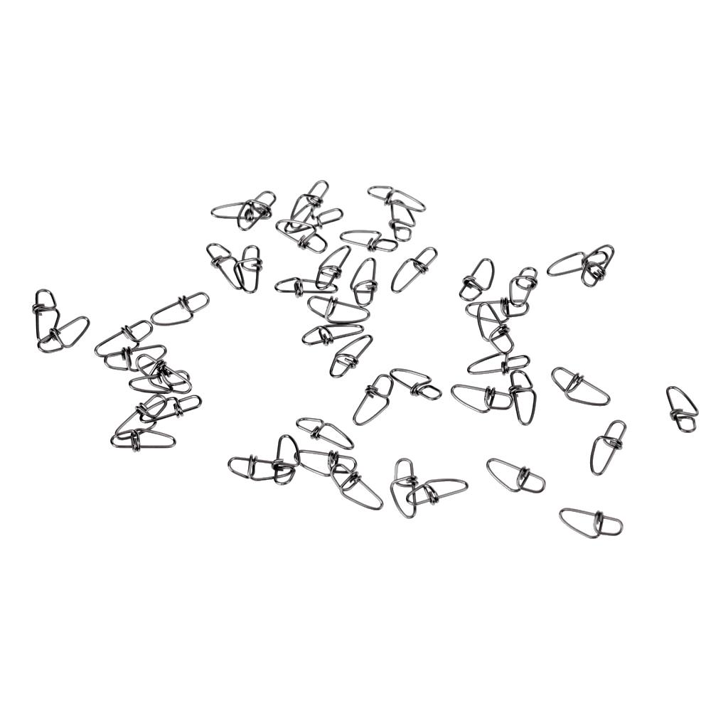 50 Pieces Fishing Lock Snap Hook Lure Connector Swivels Solid Ring Clips 0#