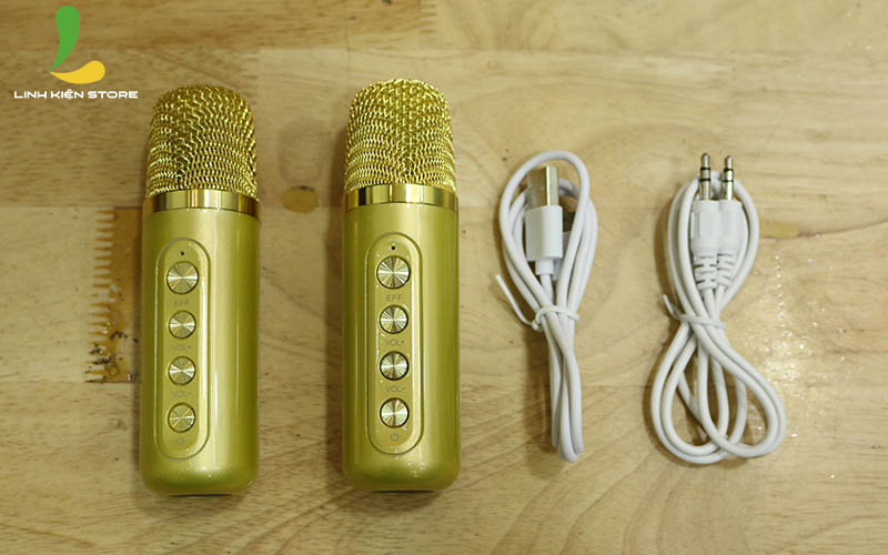 Loa Bluetooth Karaoke YS219 (YS-219) - Loa di động chất liệu nhựa cứng tặng kèm bộ đôi micro không dây nhẹ hơi có chức năng thay đổi giọng nói