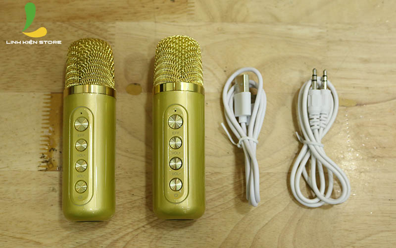 Loa Bluetooth Karaoke YS219 - Loa di động chất liệu nhựa cứng tặng kèm bộ đôi micro không dây nhẹ hơi có chức năng thay đổi giọng nói