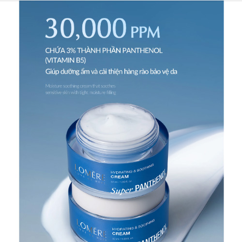 Kem Dưỡng B5 Phục Hồi, Cấp Ẩm, Dưỡng Da Căng Mịn Lomere Super Panthenol Hydrating & Soothing Cream Hàn Quốc 50ml