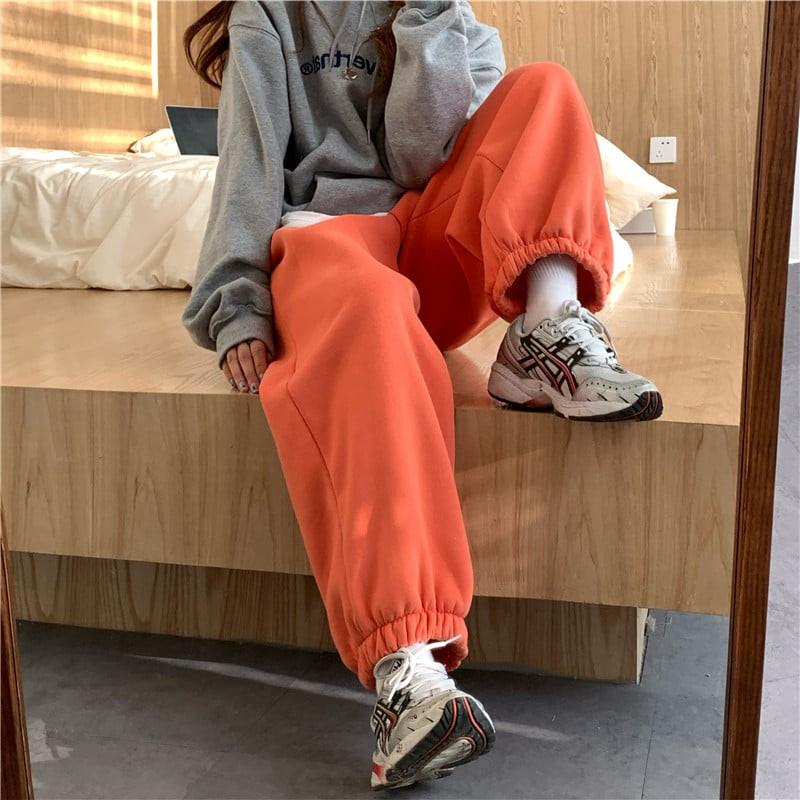Quần jogger nam nữ đen ghi xanh nỉ bông trơn form rộng ống suông cạp chun thể thao Hàn Quốc