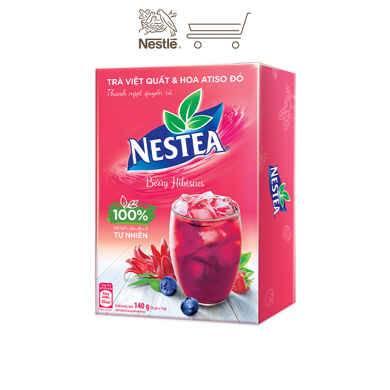 [Tặng 1 ly thủy tinh Nestea] Combo 2 hộp trà việt quất và hoa atiso đỏ Nestea (10 gói x 14g)