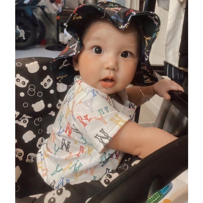 Set áo polo + quần thô sọc cho bé trai 8-18kg