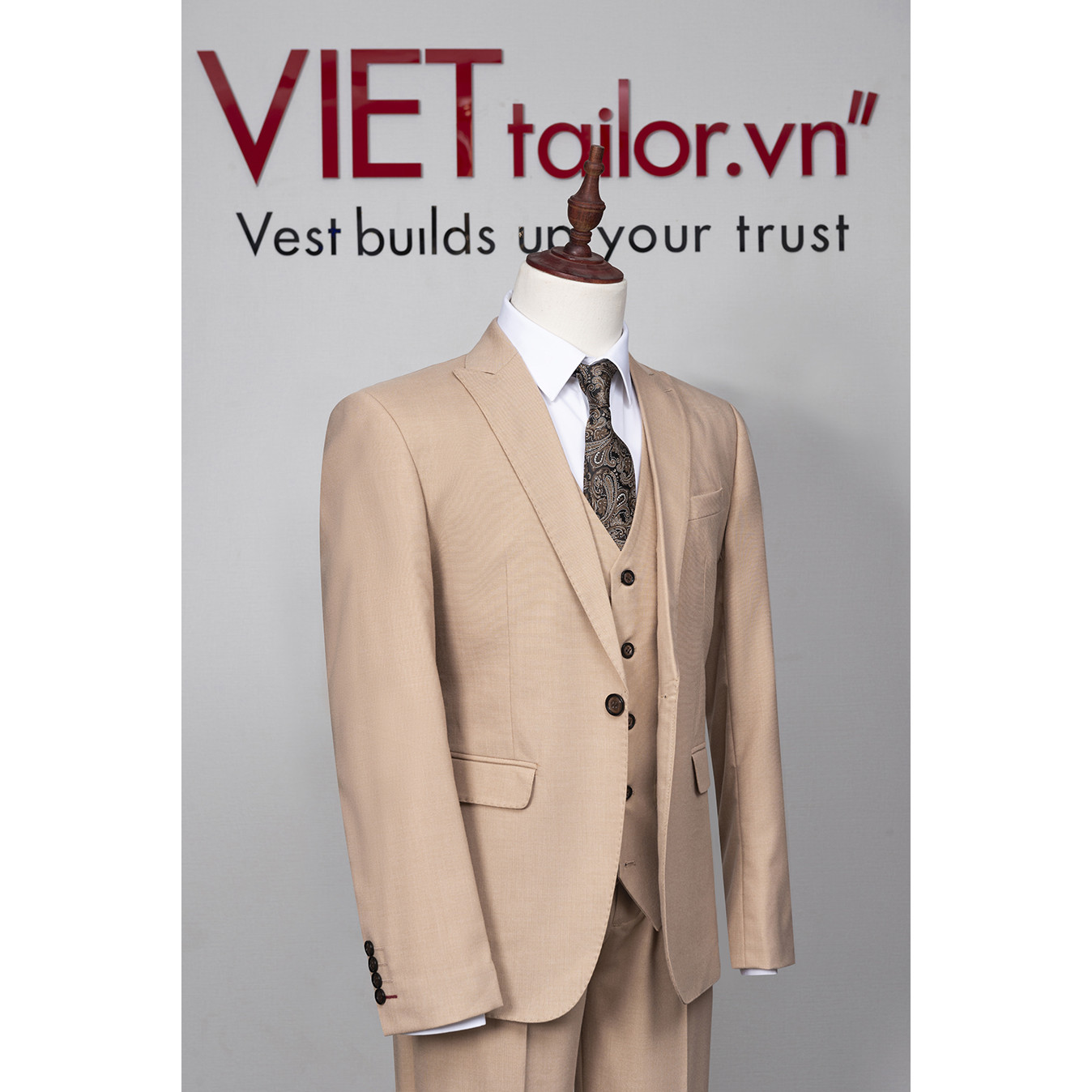 Bộ Vest Kem Trơn Cao Cấp 1 Khuy AB106