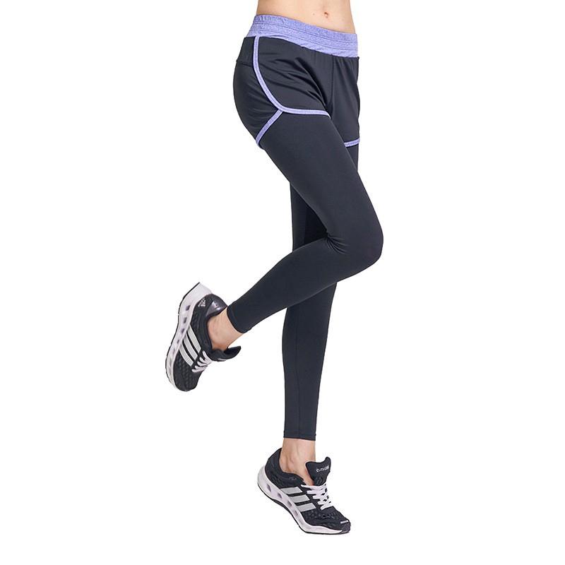 Quần legging dài chín tất giả hai lớp khô nhanh thời trang thu xuân phong cách thể thao dành cho nữ