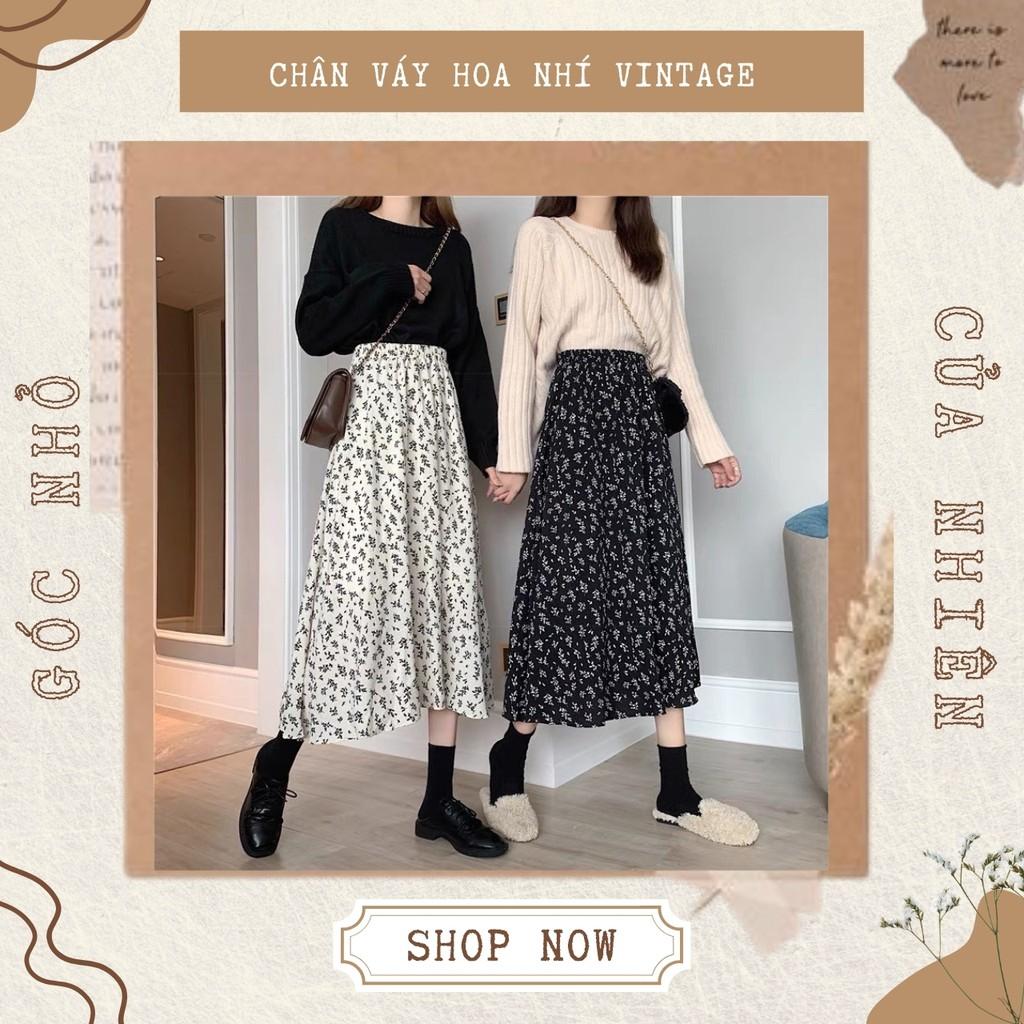 Chân Váy Hoa Nhí Vintage Cạp Chun Quảng Châu