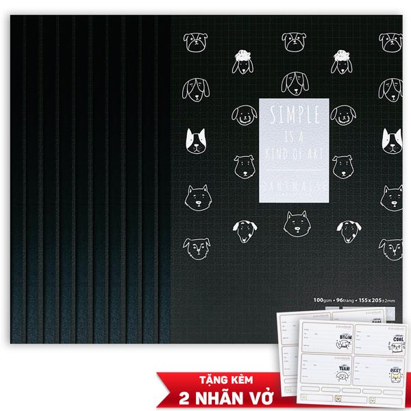 Bộ 10 Tập Animal A5 - 4 Ô Ly - 96 Trang 100gsm + Kèm 2 Túi Nhãn Vở Ngẫu Nhiên - Futurebook DK-021 - Mẫu 1 - Màu Đen