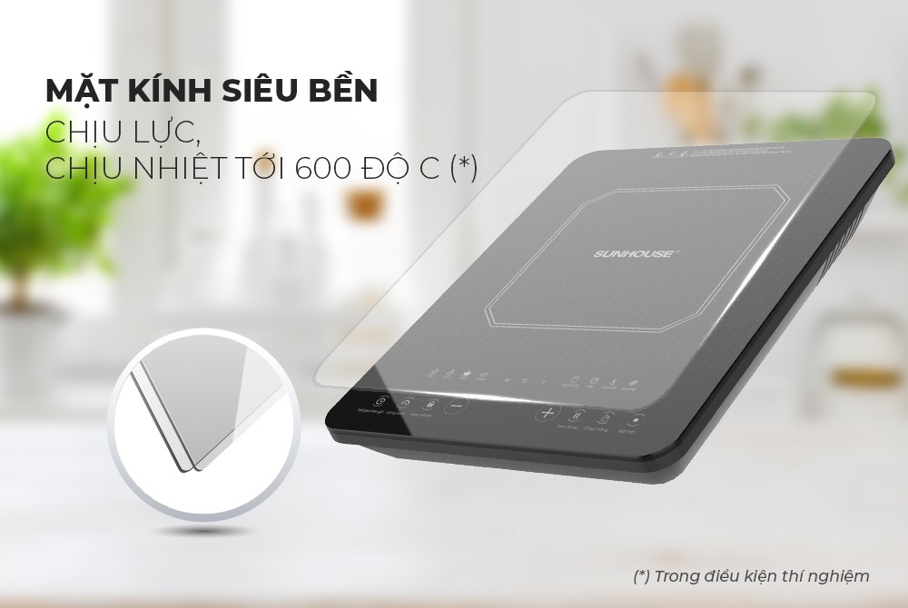 Bếp từ đơn SUNHOUSE SHD86602 điều khiển cảm ứng (tặng kèm nồi lẩu) -2000W-hàng chính hãng.