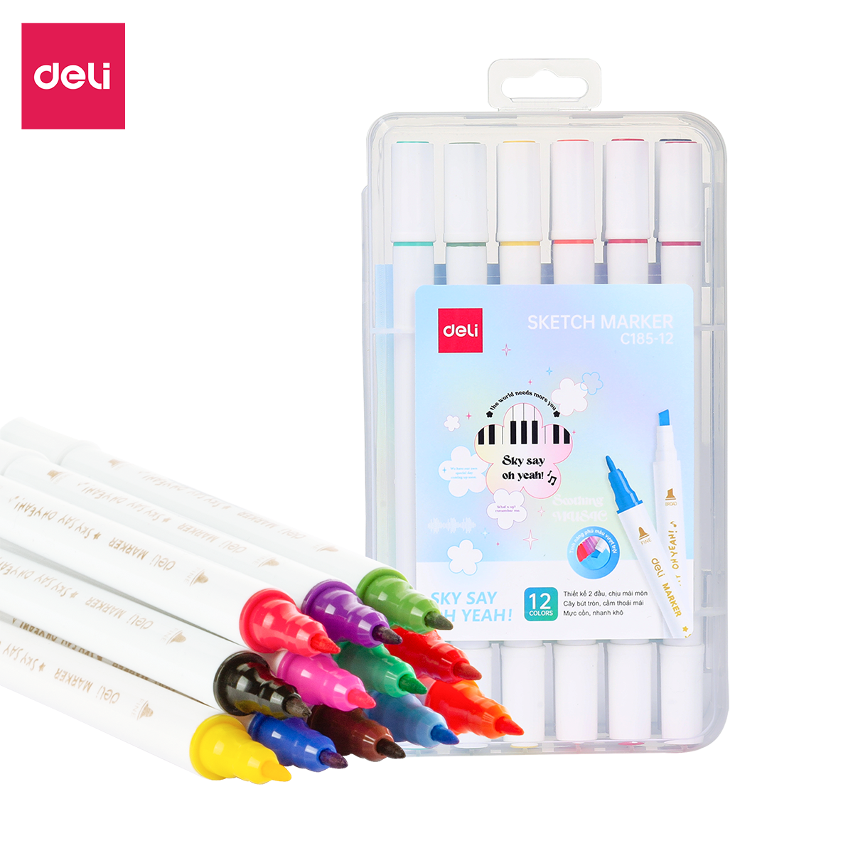Bút Màu Marker Chuyên Nghiệp Cao Cấp Hộp Nhựa BST Limited Deli - Họa Cụ Tô Màu Dạ Vẽ Tranh Manga Anime Thiết Kế Thời Trang, Trang Trí Sổ Tay Kế Hoạch Planner - CC185
