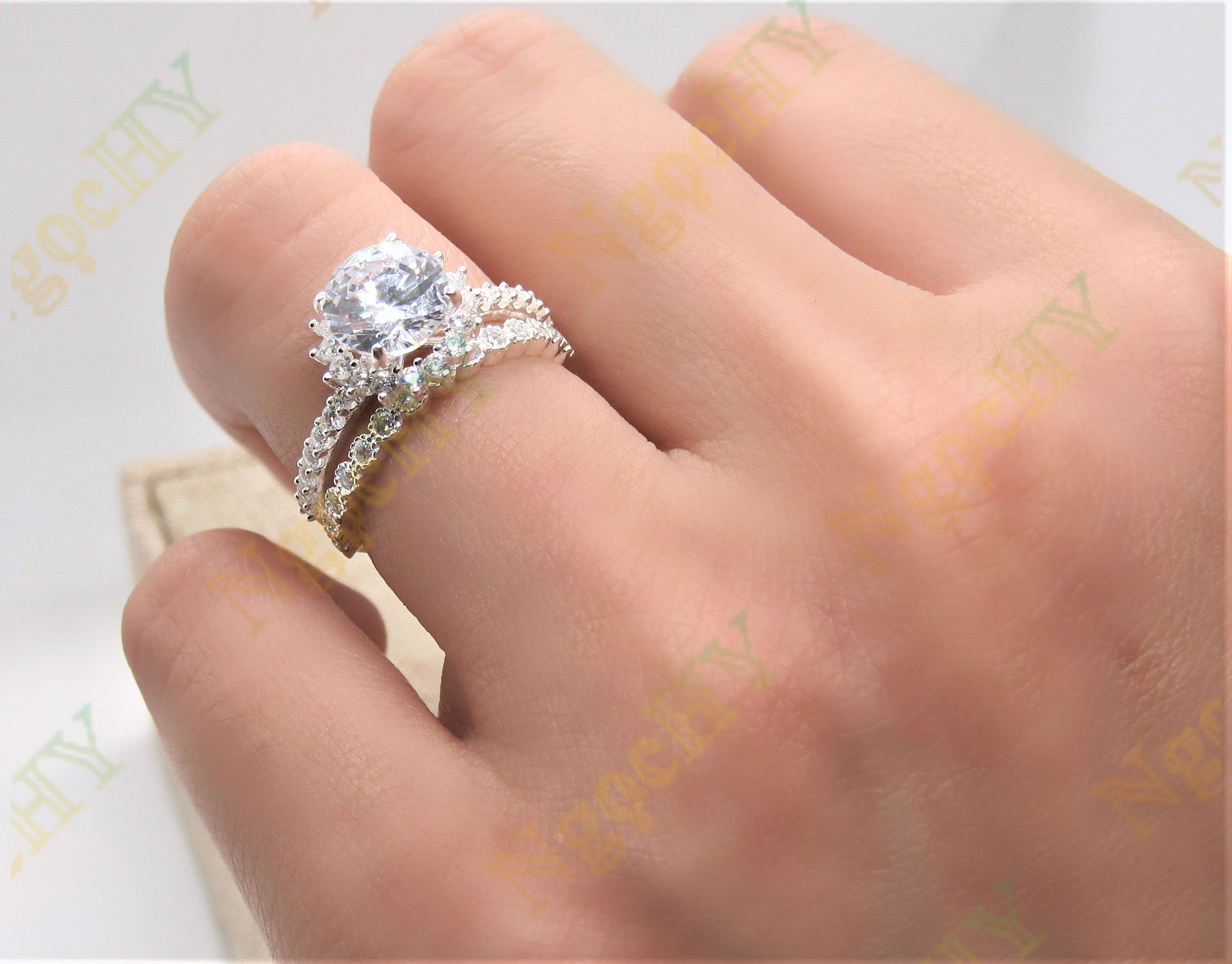 Nhẫn bạc nữ NgọcHY, Nhẫn Halo đôi