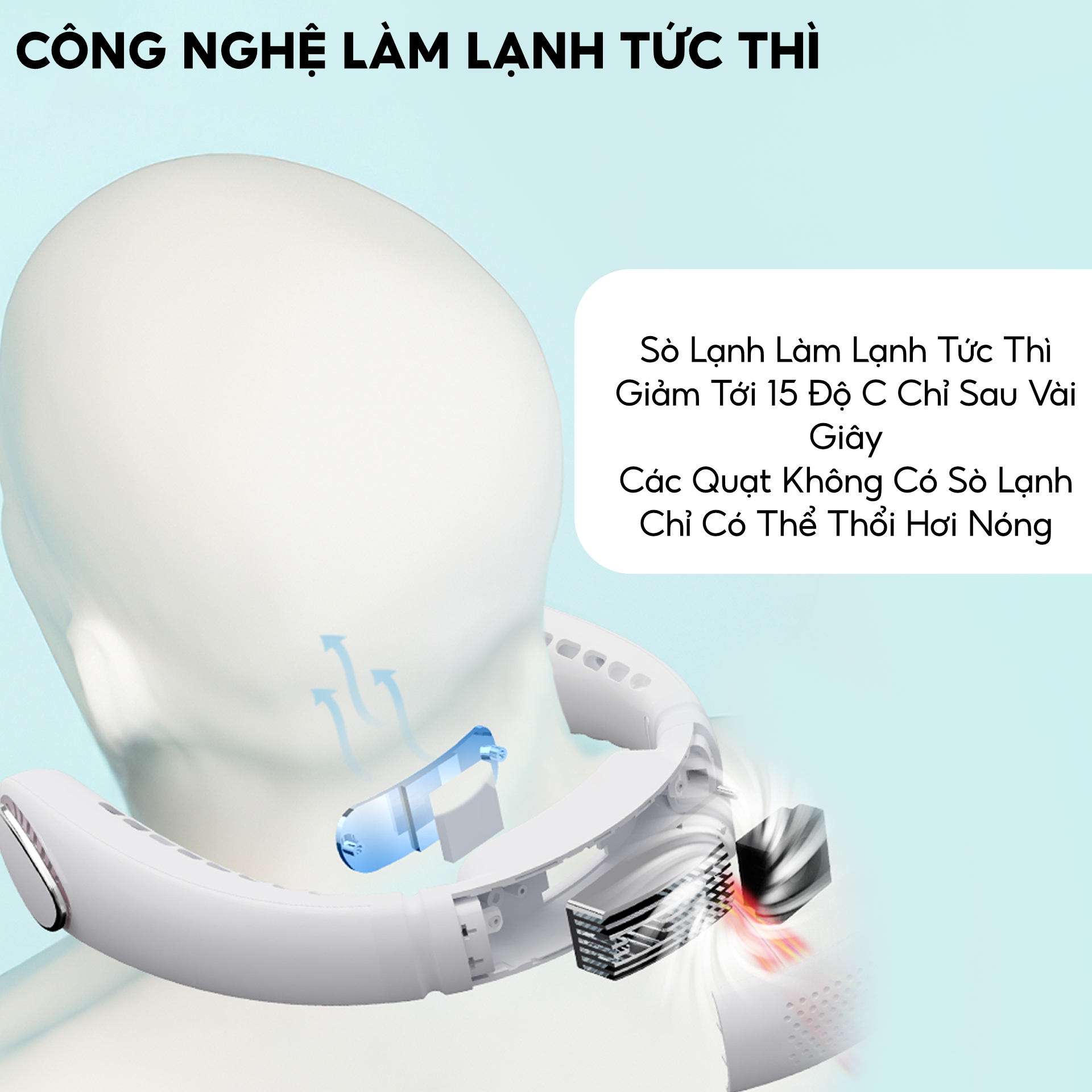 Quạt đeo cổ sò lạnh Half Horse với cục sò lạnh trang bị chip điện lạnh, giảm tức thì tới 20 độ chỉ sau 3 giây, thổi bay cơn nóng. Hàng chính hãng