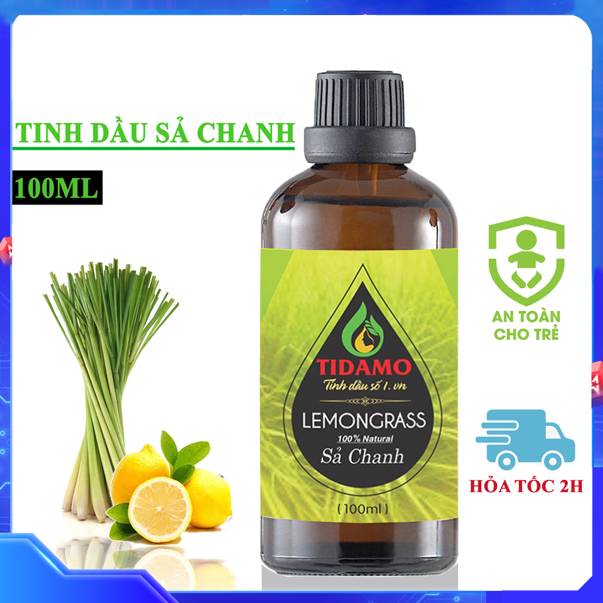 Combo 2 Tinh Dầu Sả Chanh 100ML + Tinh Dầu Vỏ Quế 100ML Nguyên Chất Nhập Khẩu - Tinh Dầu TIDAMO Xông Phòng Giúp Thư Giãn, Thơm Phòng, Bảo Vệ Sức Khỏe và Đuổi Muỗi