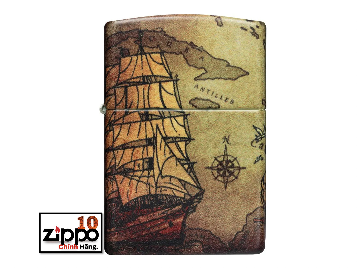 Bật lửa Zippo 49355 Zippo Pirate Ship Design - Chính hãng 100%