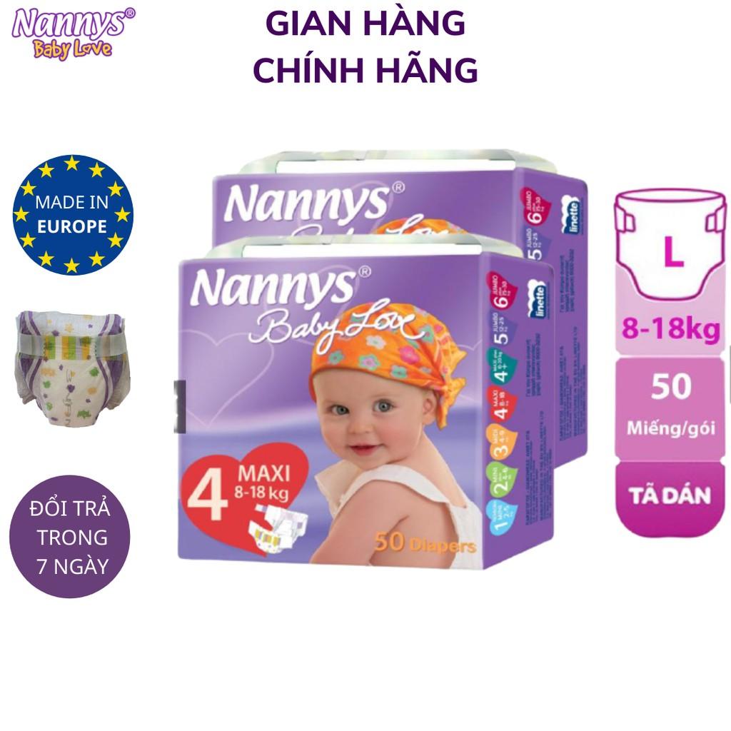 COMBO 2 Tã/ bỉm DÁN Nannys Maxi L 50 miếng (Cho bé 8-18kg)