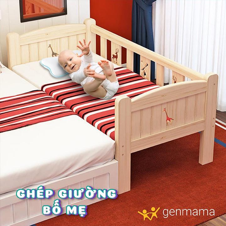 Giường ngủ ghép trẻ em, giường ngủ cho bé sử dụng từ 0 tới 10 tuổi kích thước dài 1m5 rộng 70cm chất liệu gỗ thông
