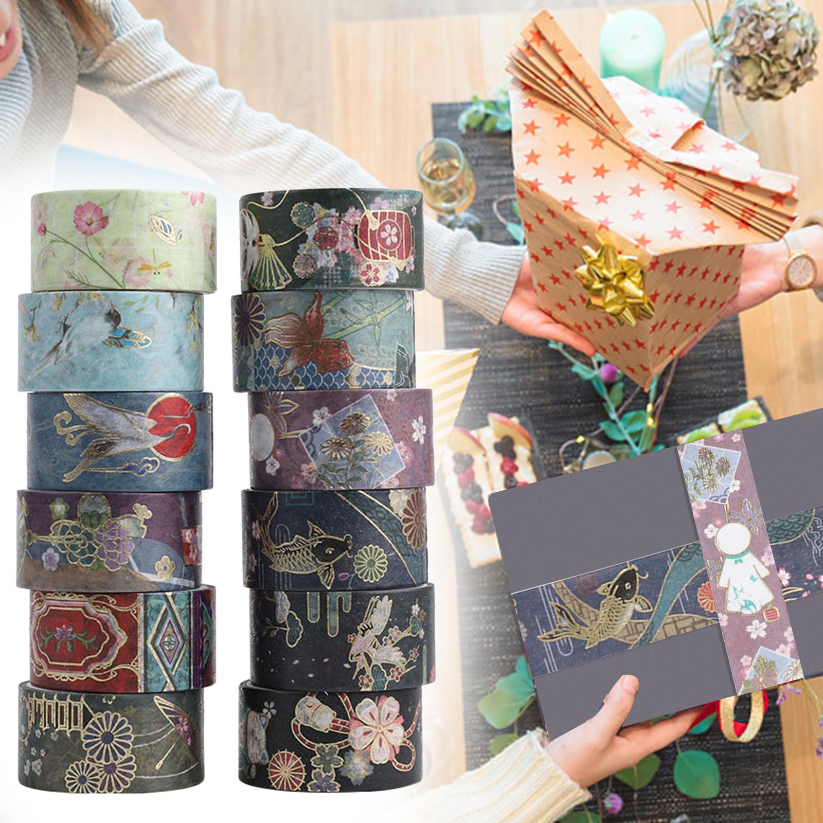 12x Wide Washi Tapes Adhesive Decorative Sticker Masking DIY