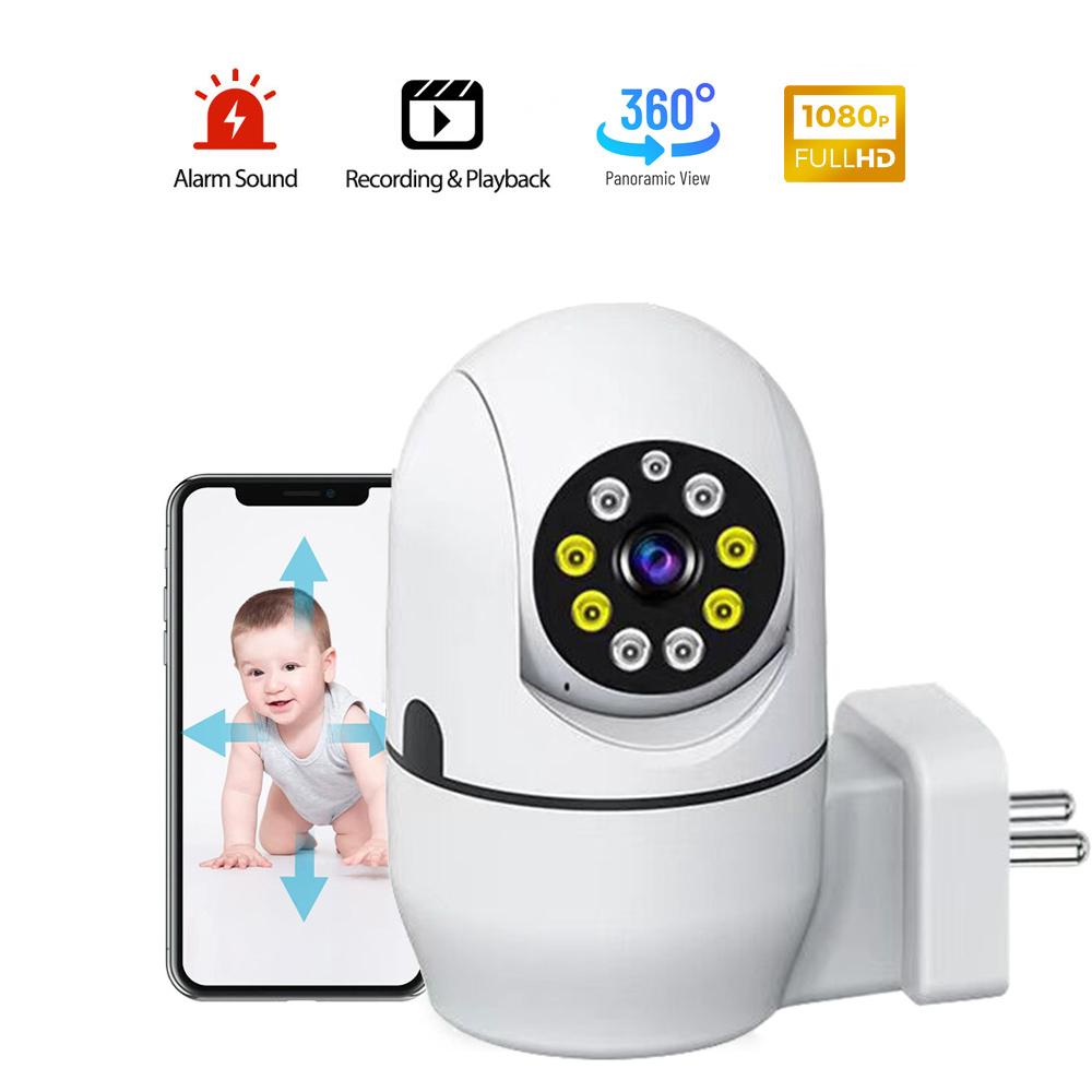 1080P Smart WiFi Camera Wireless Monitor Camera with Plug 360°View Night Vision Two-Way Talk Motion Detection Alarm Reminder Wireless Camera for Home Office Outdoor Indoor