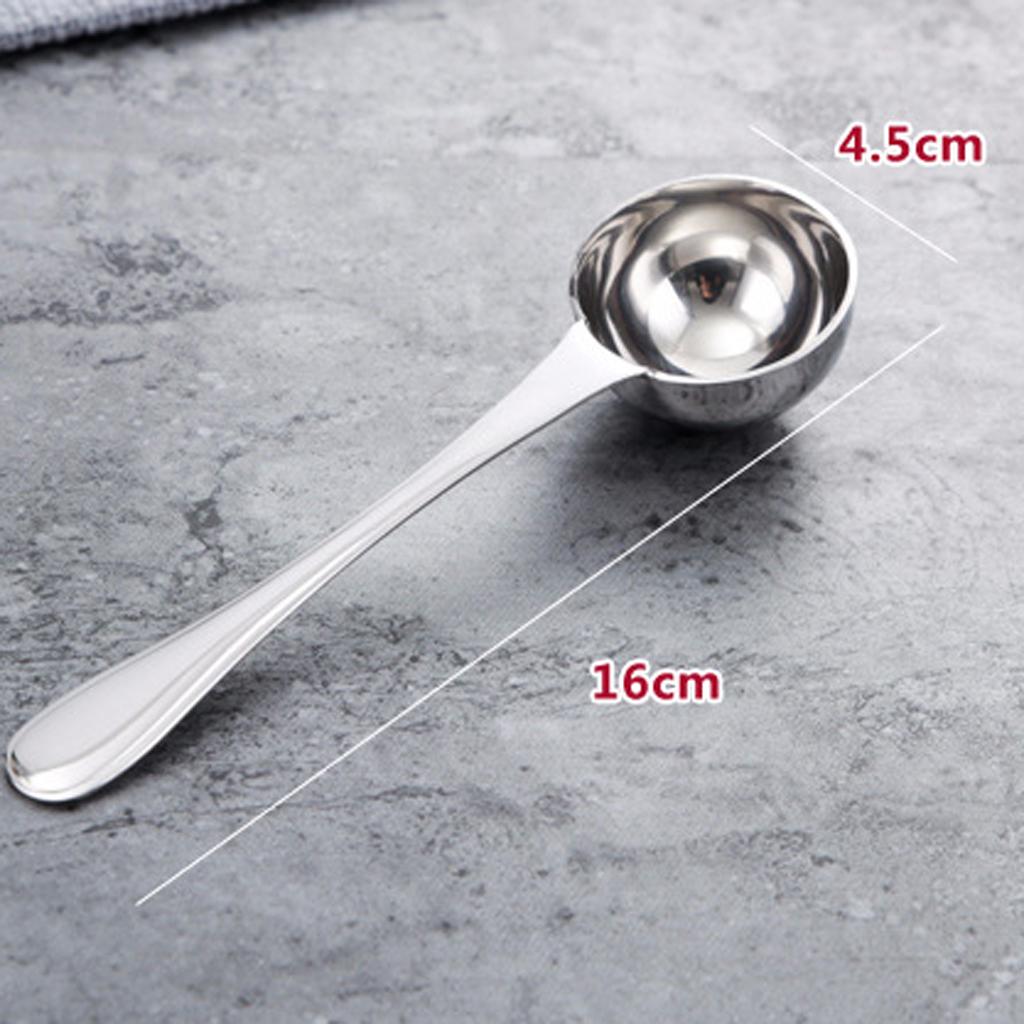 2xStainless Steel Coffee Milk Powder Tea Leaves Self Measuring Scoop Spoon
