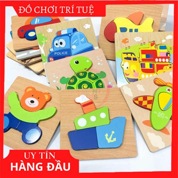 Đồ chơi tranh xếp hình, ghép hình 3D nổi bằng gỗ giúp phát triển trí tuệ cho bé từ 1 đến 3 tuổi, đồ chơi thông minh