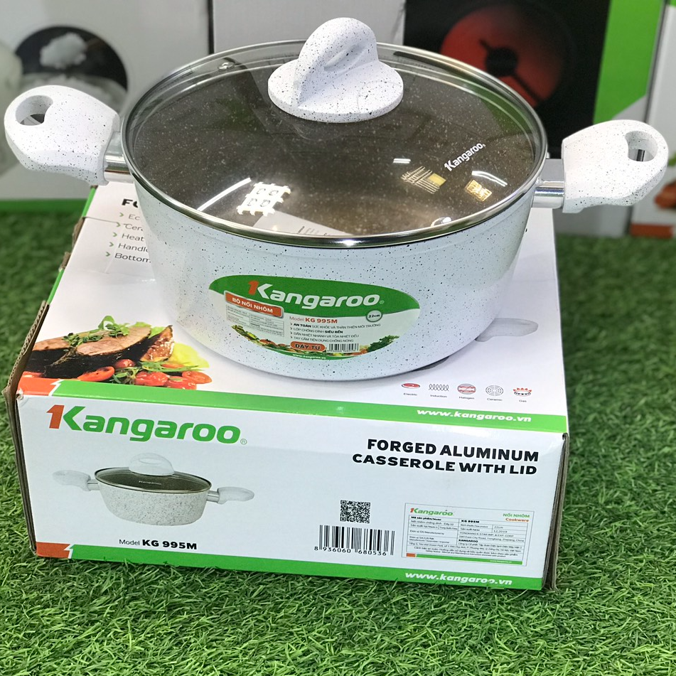 Nồi nhôm Kangaroo KG995M 22cm vân đá hoa cương chống dính siêu bền Hàng chính hãng