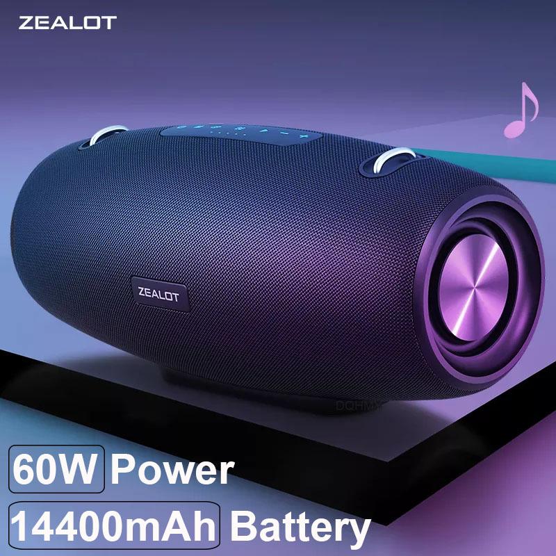 Zealot S67 High Power 60W Boombox Bluetooth Loa di động Stereo Subwofer Subwofer Bass Louder Loa Radio với Mic Karaoke Màu