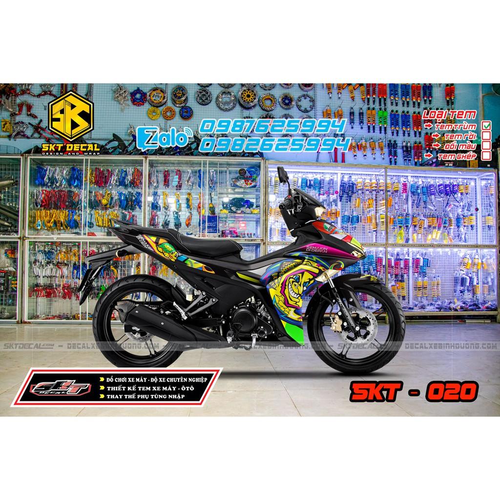tem trùm dành cho exciter 155 vàng xanh đen chú hề