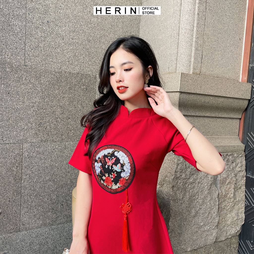 Đầm tết cách tân nữ thiết kế thêu họa tiết cực xinh chất vải mịn đẹp mã[TẾT THÊU
