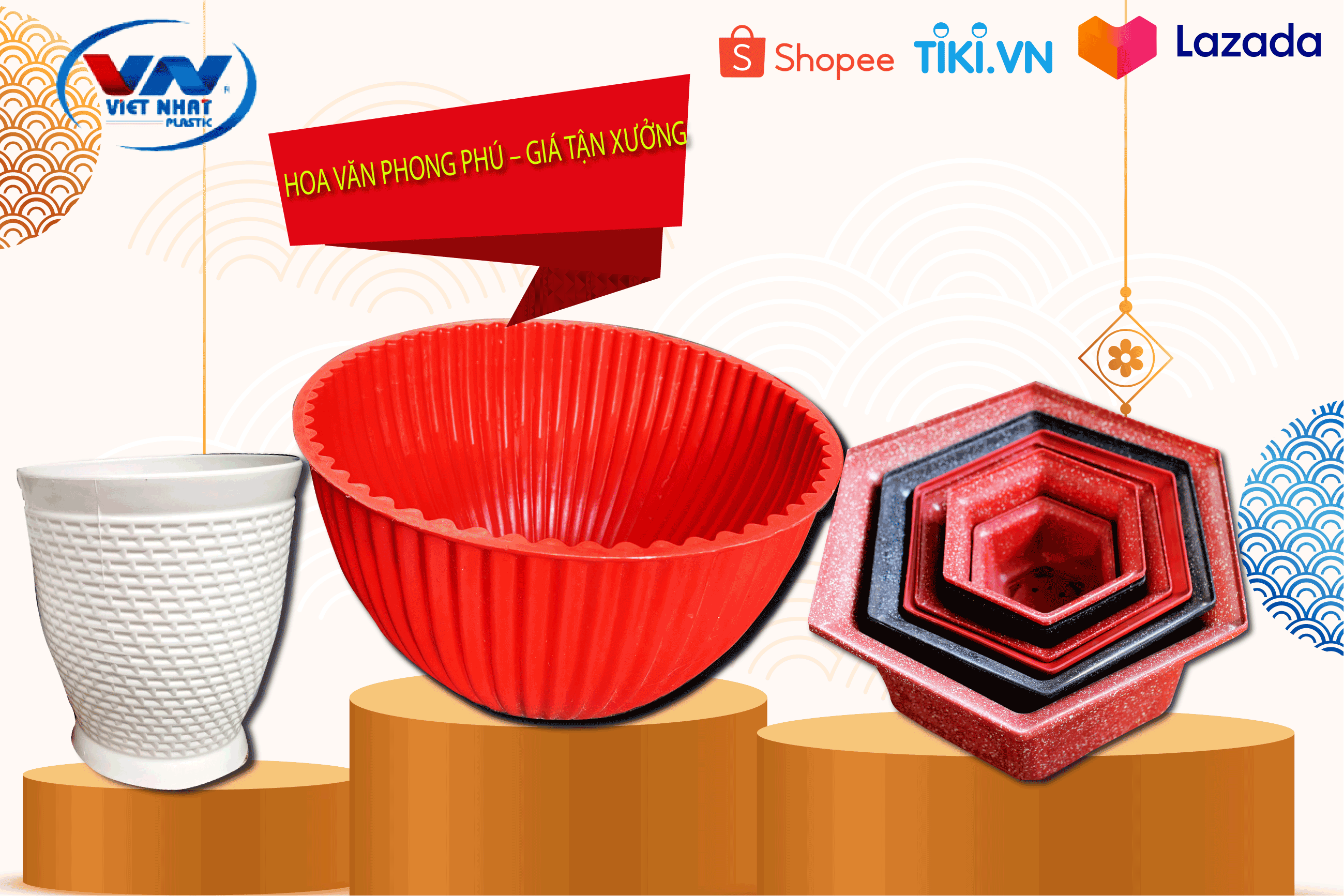 CHẬU NHỰA GÂN SỌC VIỆT NHẬT