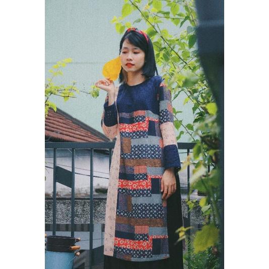 Áo dài vải chắp vintage độc đáo