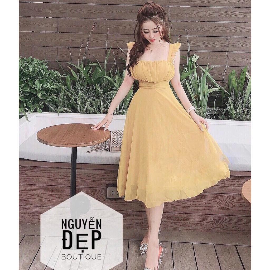 Váy đầm nữ dáng xòe chất voan cao cấp có lót trong (có mút ngực) AM