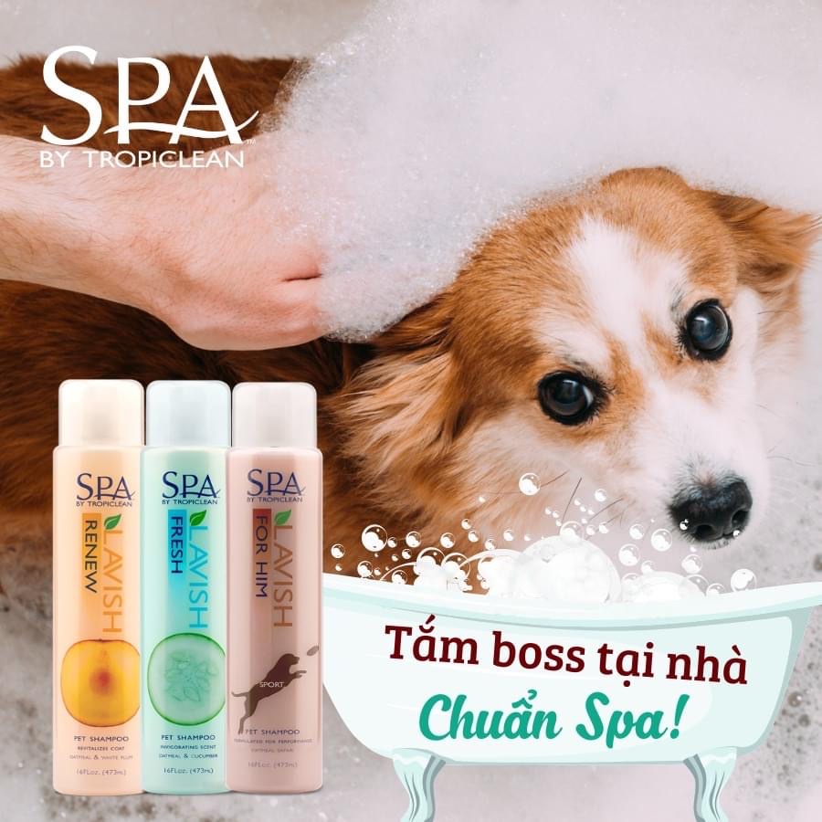 Sữa tắm cao cấp cho chó mèo Spa By Tropiclean (Mỹ, chai 473ml)