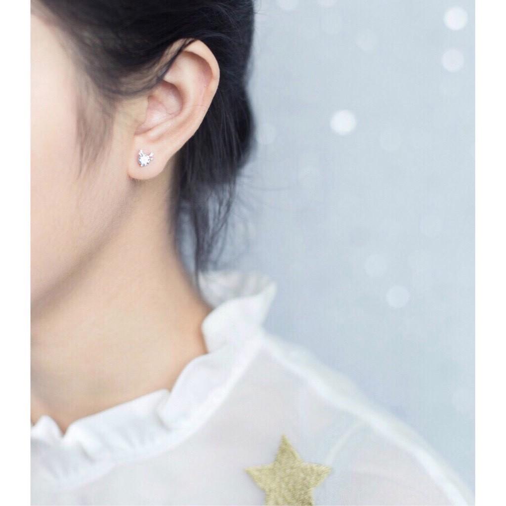 Bông tai nữ Pansy Store, khuyên tai bạc 925 con hươu đính đá